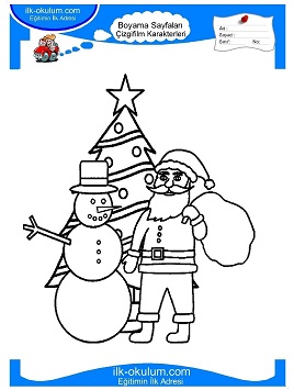 Çocuklar İçin Noel Baba Boyama Sayfaları 